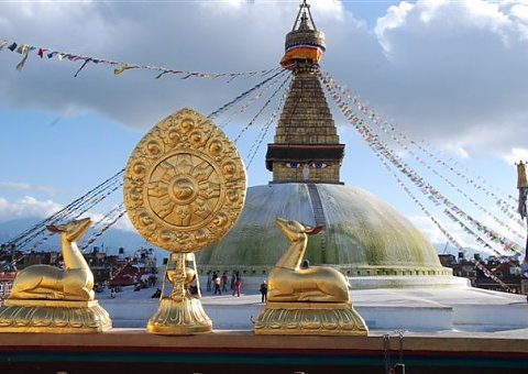 Der berühmte Stupa in Boudhanath, in der Nähe Kathmandus