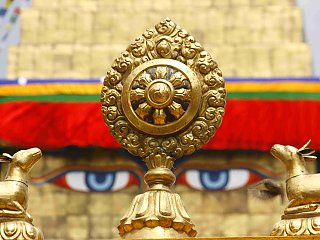 Die blauen Augen der Stupa in Kathmandu