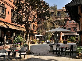 Der Innenhof des Dwarikas Hotels in Kathmandu