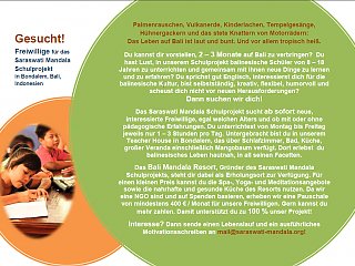 Gesucht! Freiwillige für das Saraswati Mandala Schulprojekt auf Bali