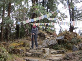 Erklimmen Sie den wunderschönen mit Gebetsfahnen geschmückten Climate Trek in Nepal 