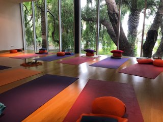 Der schöne neue Yoga-Pavillon im Hotel Estalagem. 