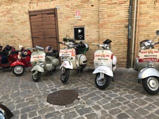 Das Vespa-Treffen in der Stadt von Montelupone 