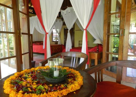 Die Bungalows des Mandalas auf Bali sind individuell und liebvoll eingerichtet 