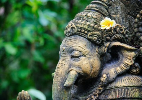 Ganesha Statue mit Blume auf Bali