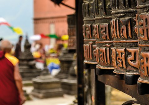 Gebetsmühlen im Tempel Swayambunath