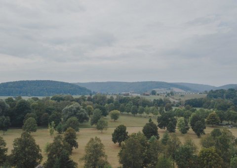 Die idyllische Hügellandschaft der fränkischen Rhön