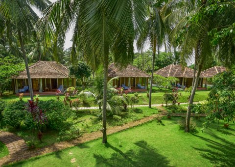 Die Cottages liegen eingebettet in der grünen Natur