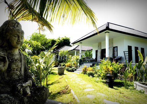 Die grüne Anlage des Zen Resorts 