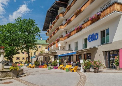 Der Außenbereich des Hotel BLÜ