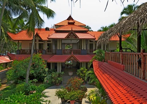 Das Resort wurde im typisch südindischen Stil erbaut